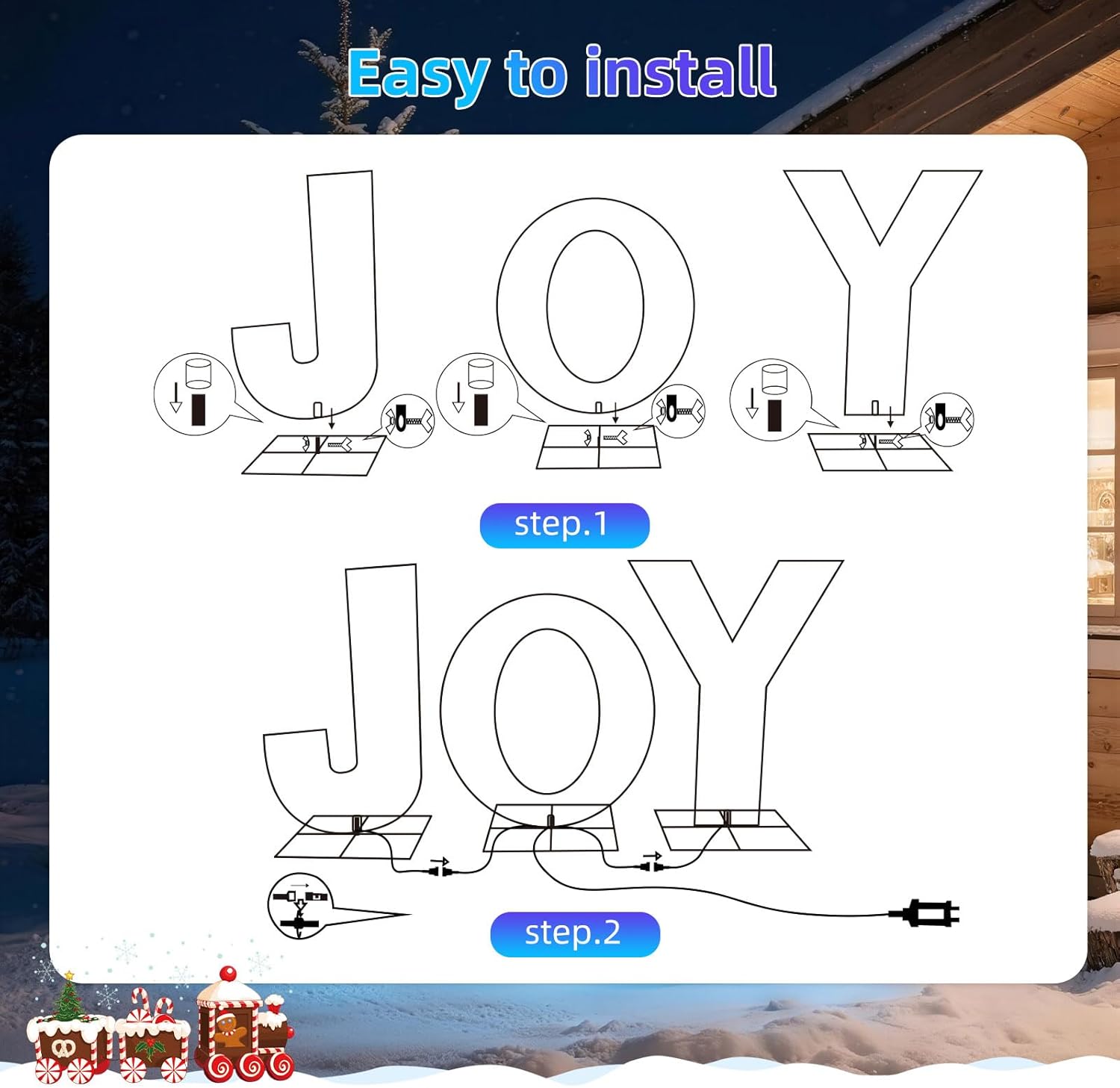 3D Prismatic Christmas Joy Yard Decoration