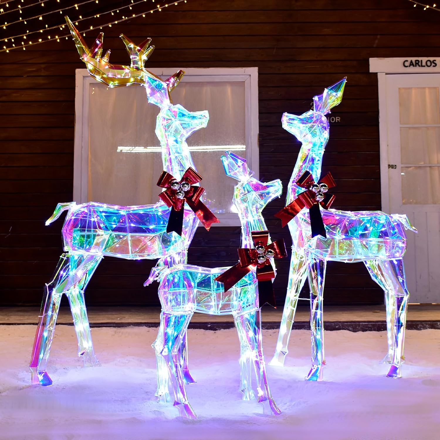 3-Piece Lighted Prismatic Reindeer