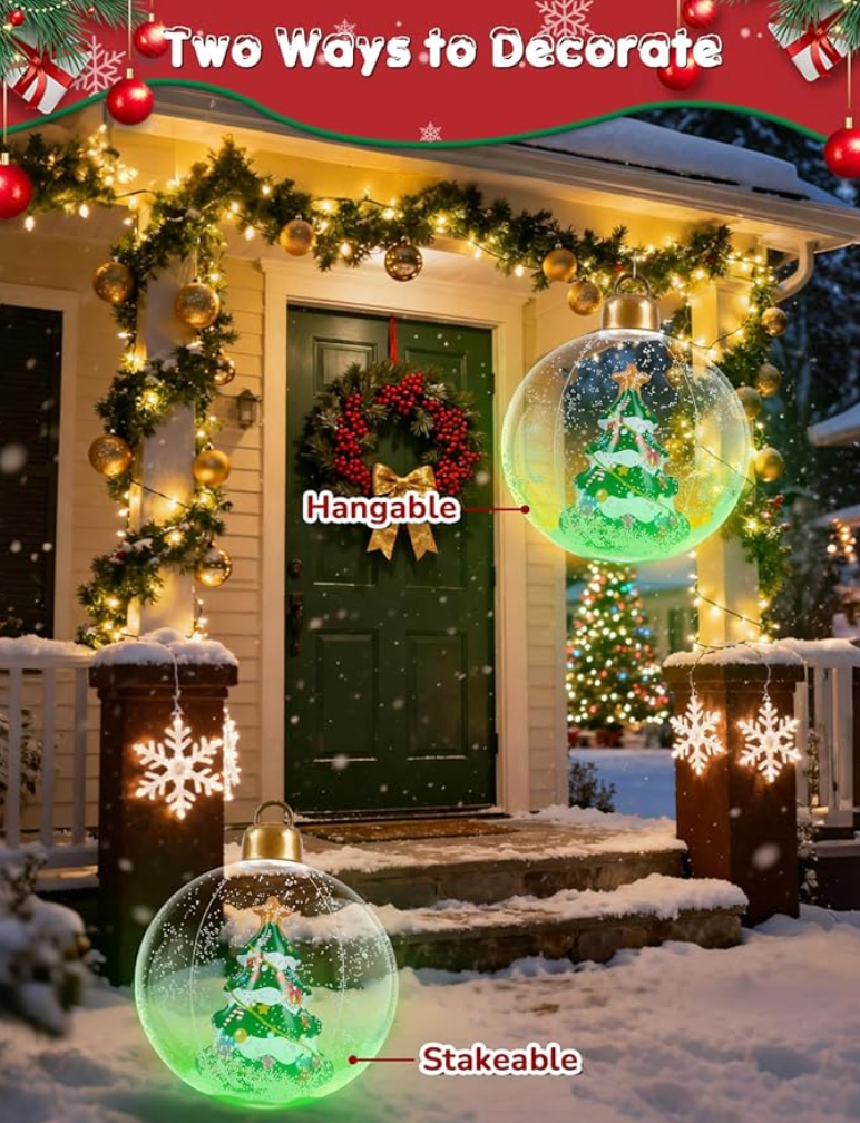 24 Inch Light Up Inflatable Christmas Balls