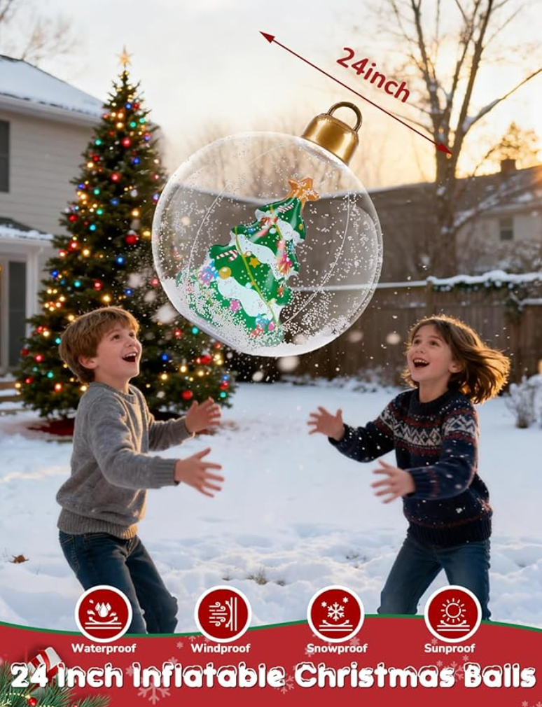 24 Inch Light Up Inflatable Christmas Balls