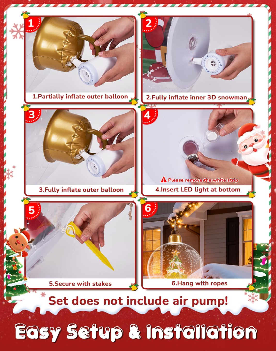 24 Inch Light Up Inflatable Christmas Balls